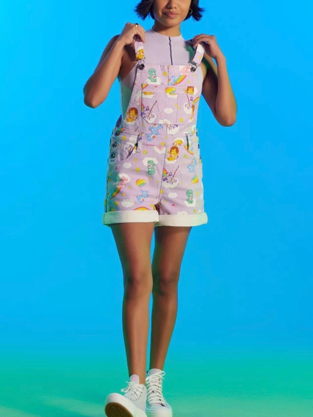 Care Bears Lavender Shortalls SZ SM - Picture 2 of 9